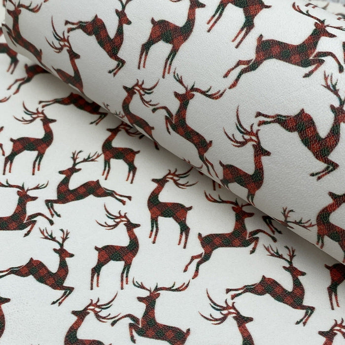 Plaid Reindeer Printed Leather