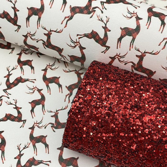 Plaid Reindeer Printed Leather