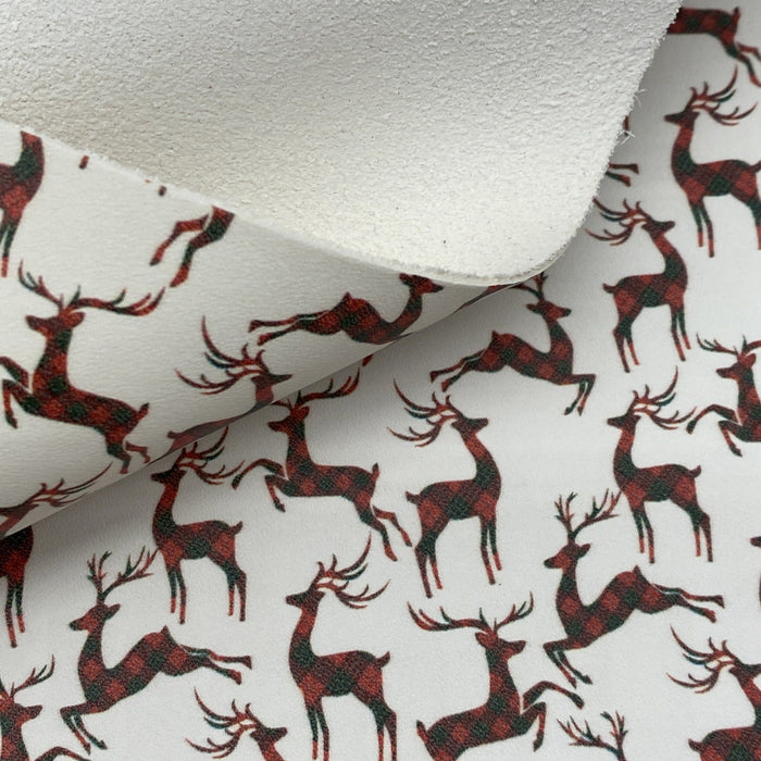 Plaid Reindeer Printed Leather