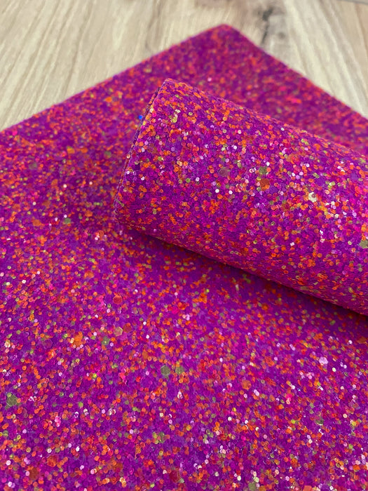 Proton Purple Neon Glitter Fabric Sheet - Faux Leather