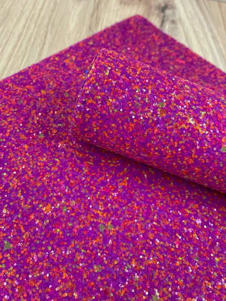 Proton Purple Neon Glitter Fabric Sheet - Faux Leather