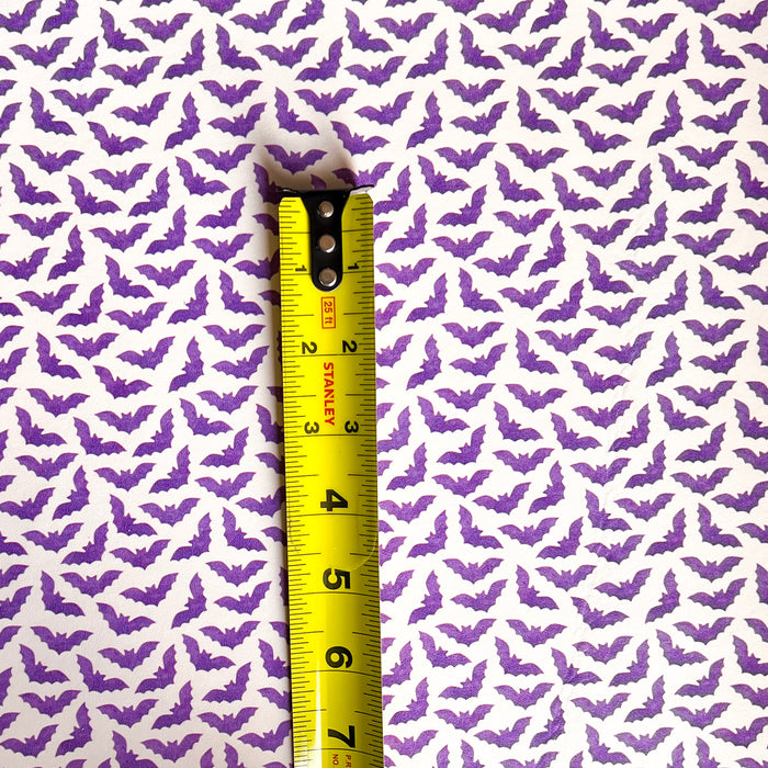 Spooky Purple Bats Printed Leather