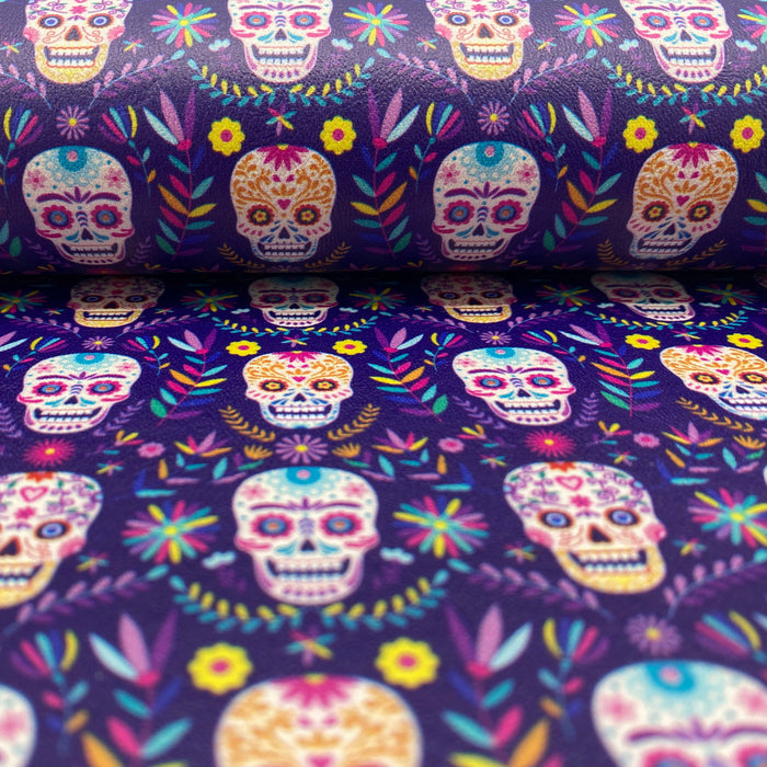 Purple Sugar Skull - Printed Marine Vinyl