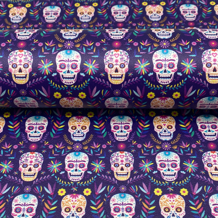 Purple Sugar Skull - Printed Marine Vinyl