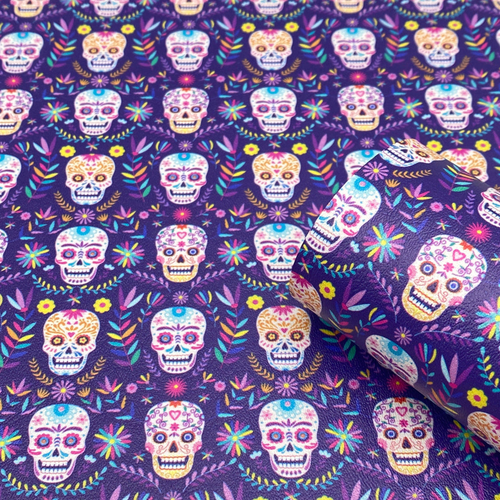 Purple Sugar Skull - Printed Marine Vinyl