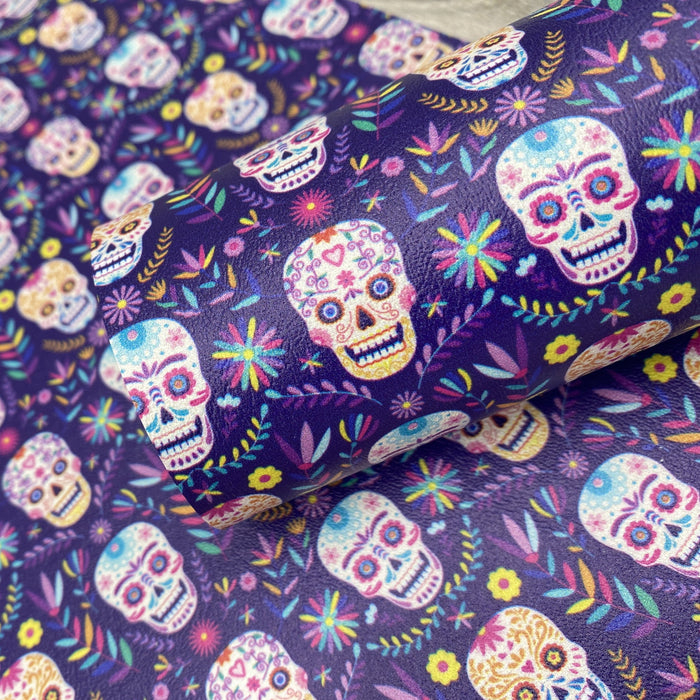 Purple Sugar Skull - Printed Marine Vinyl