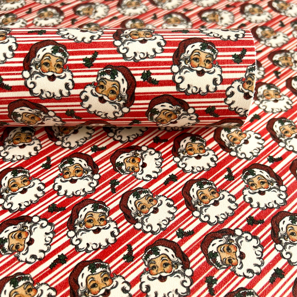 Santa Clause Striped Printed Cowhide Leather