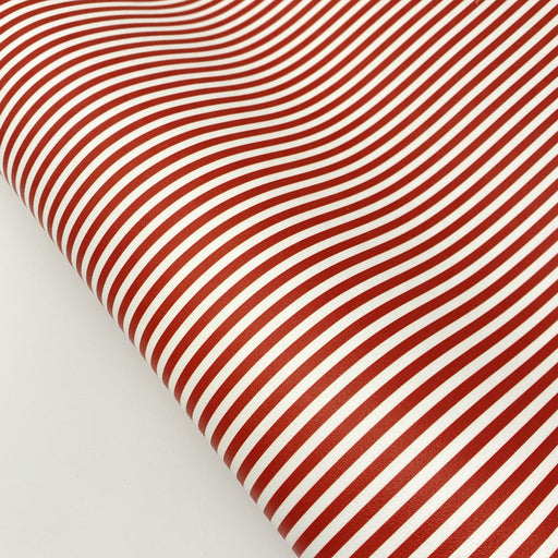 Thin Red & White Stripe Marine Vinyl Faux Leather