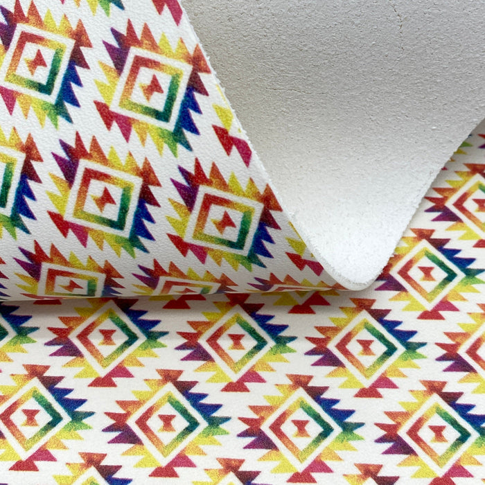 Tie-Dye Aztec Printed Leather