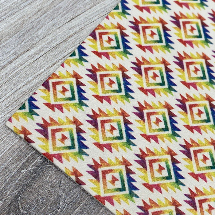 Tie-Dye Aztec Printed Leather