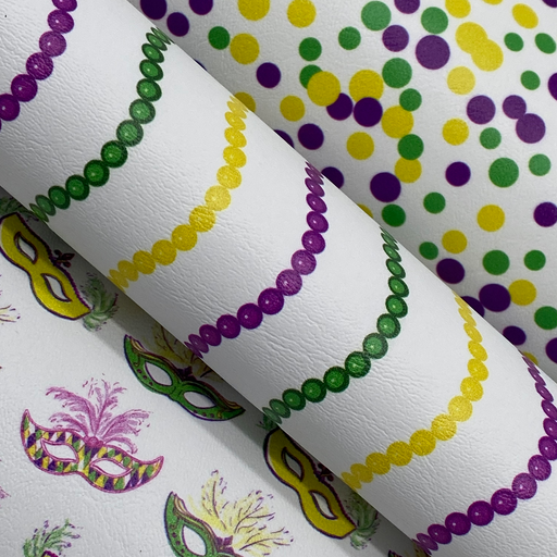 Mardi Gras Printed Marine Vinyl Faux Leather