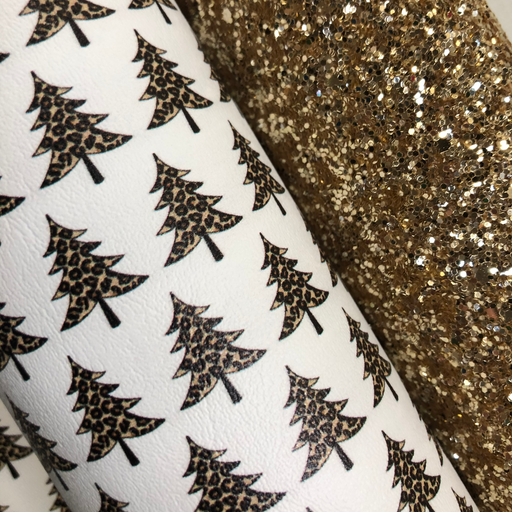 Leopard Holiday Tree Marine Vinyl Faux Leather