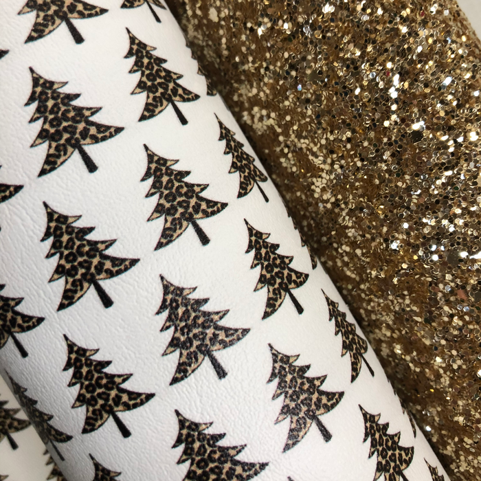 Leopard Holiday Tree Marine Vinyl Faux Leather