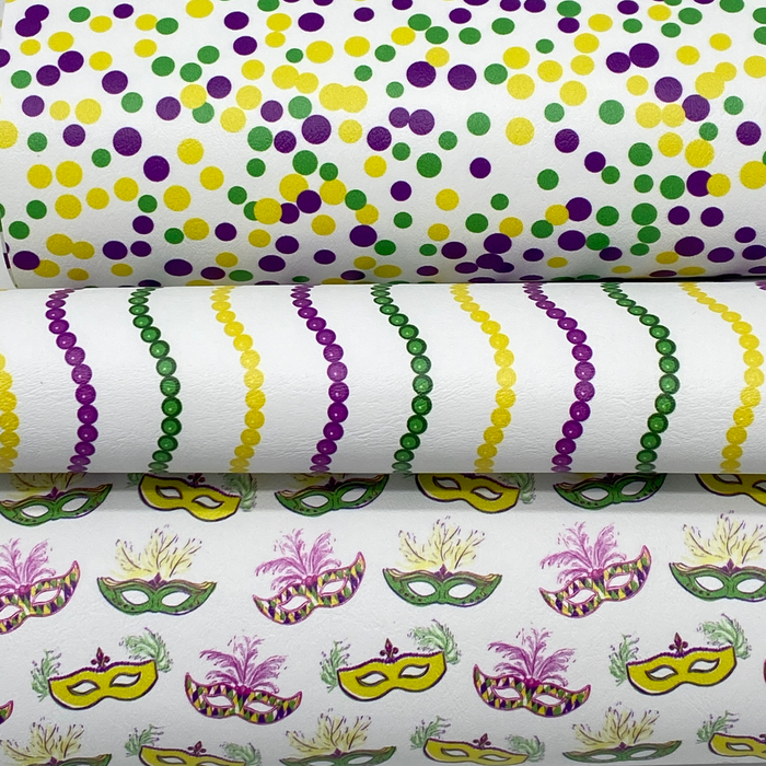 Mardi Gras Printed Marine Vinyl Faux Leather