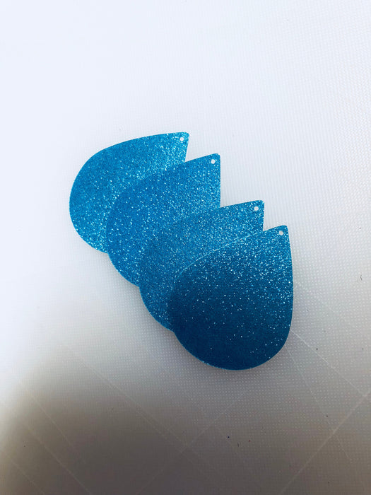 Aqua Glitter Vinyl Faux Leather Teardrop - DIY earring Blanks