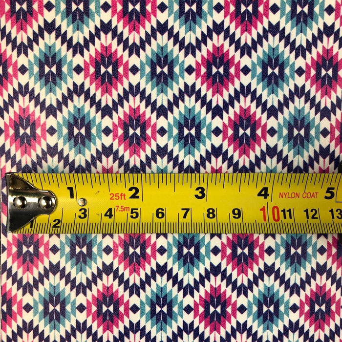 Pink and Blue Aztec Printed Leather