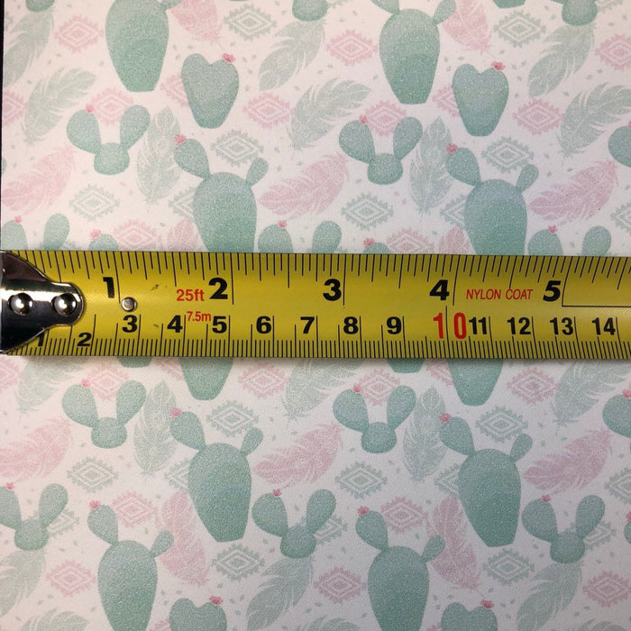 Pastel Aztec Cactus Printed Leather