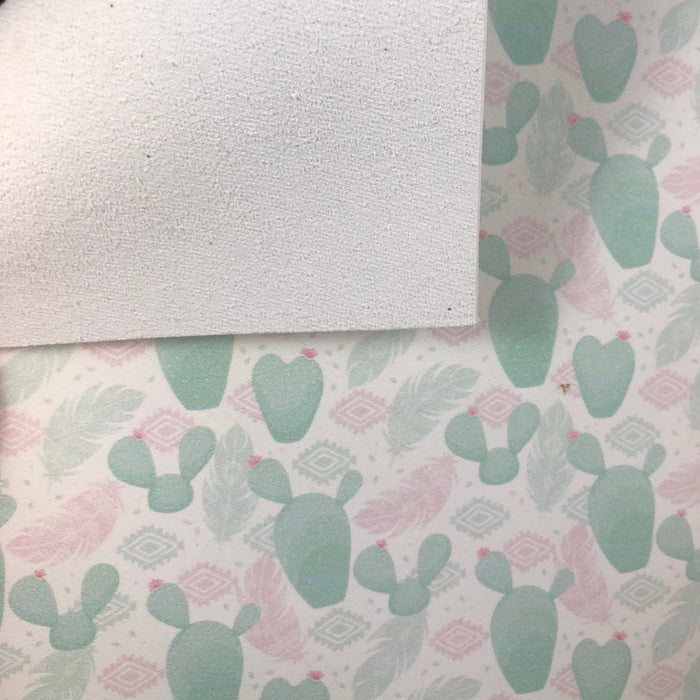 Pastel Aztec Cactus Printed Leather