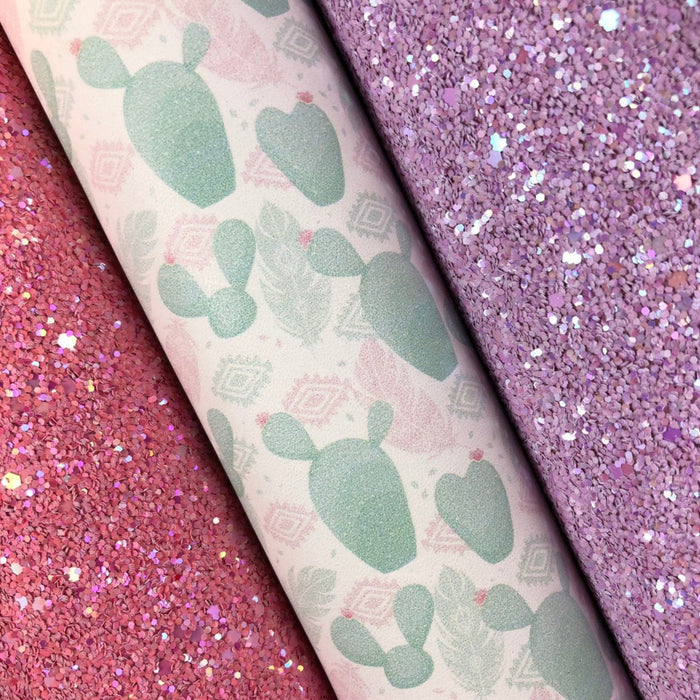 Pastel Aztec Cactus Printed Leather