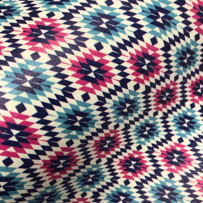 Pink and Blue Aztec Printed Leather