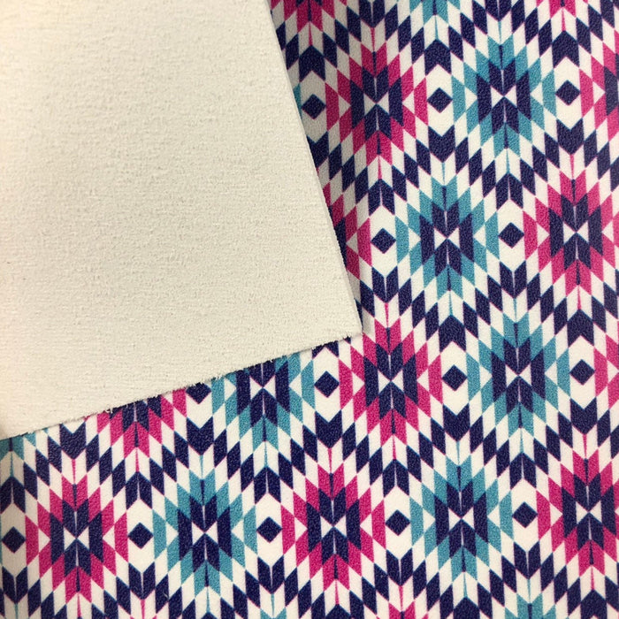 Pink and Blue Aztec Printed Leather
