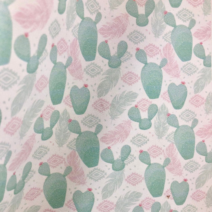 Pastel Aztec Cactus Printed Leather