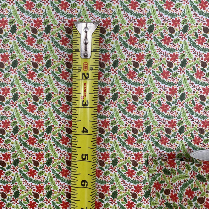 Pine Cone Floral Printed Marine Vinyl Faux Leather