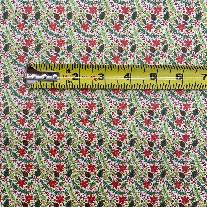 Pine Cone Floral Printed Marine Vinyl Faux Leather