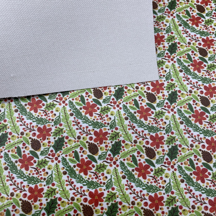 Pine Cone Floral Printed Marine Vinyl Faux Leather