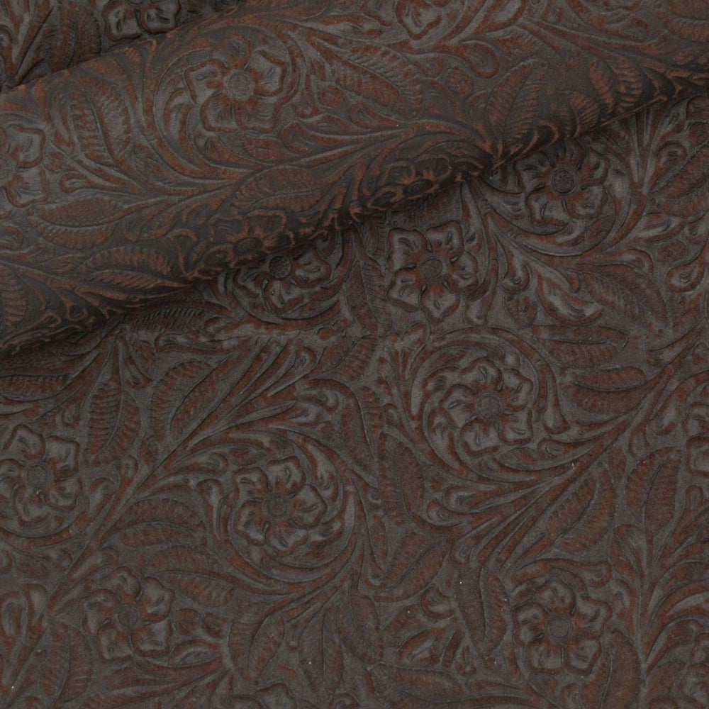 Floral Embossed Suede Sheet - Chocolate Brown