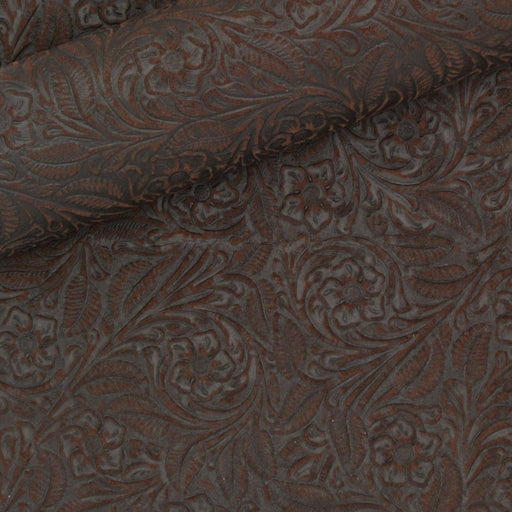 Floral Embossed Suede Sheet - Chocolate Brown