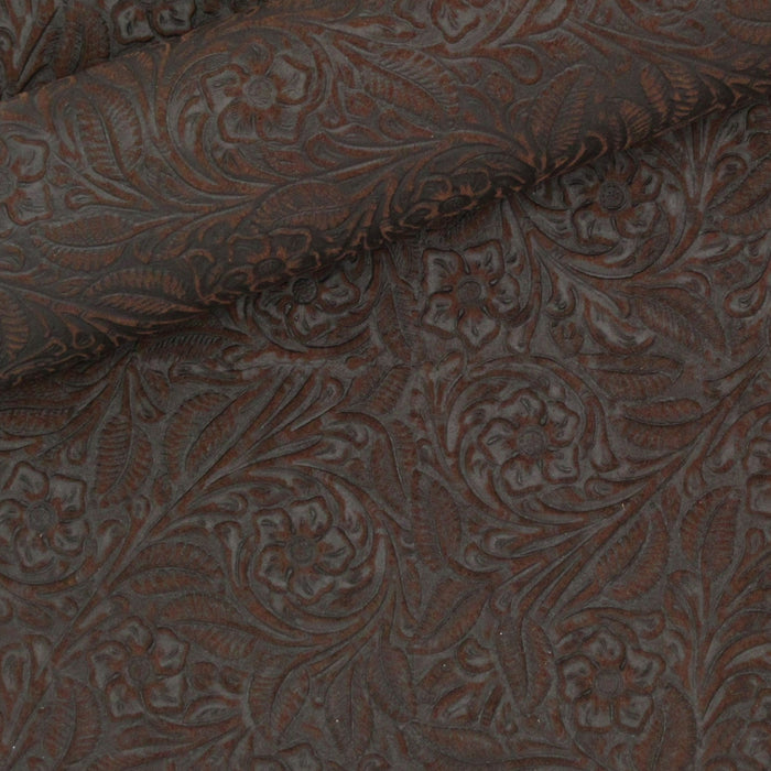 Floral Embossed Suede Sheet - Chocolate Brown