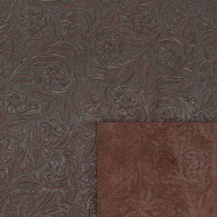 Floral Embossed Suede Sheet - Chocolate Brown