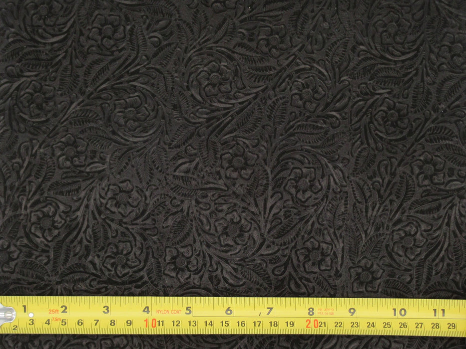 Floral Embossed Suede Sheet - Jet Black
