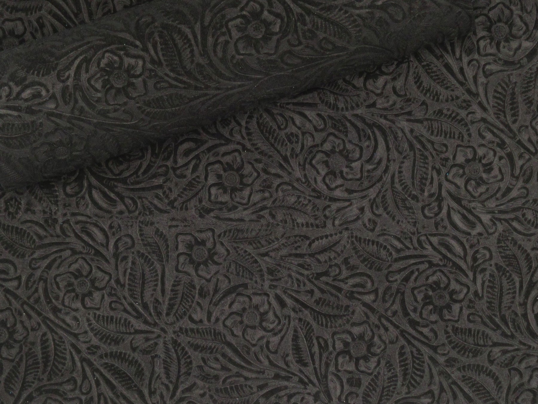 Floral Embossed Suede Sheet - Jet Black