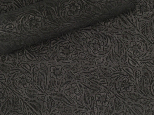 Floral Embossed Suede Sheet - Jet Black