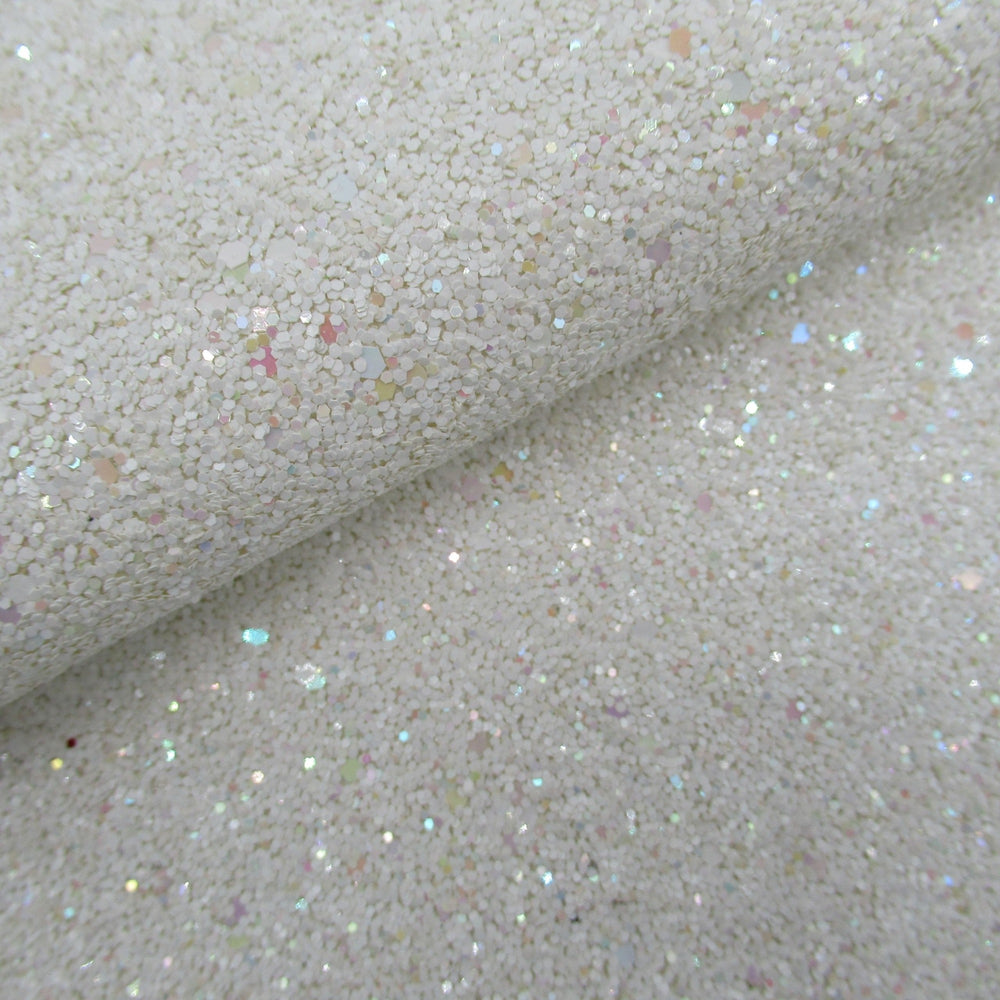 Ocean Wave White Glitter Faux Leather Sheet