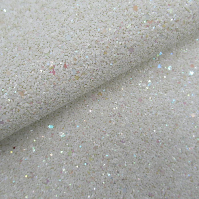Ocean Wave White Glitter Faux Leather Sheet