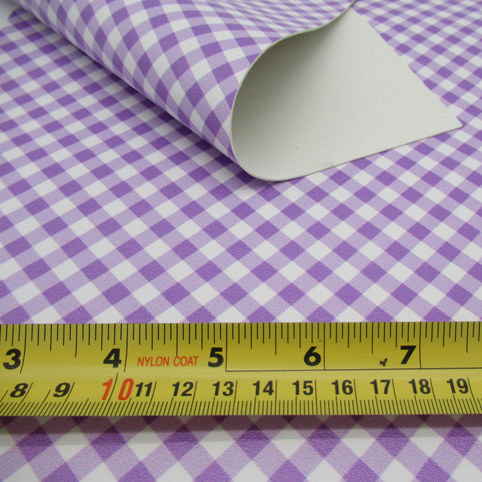 Gingham Plaid Printed Marine Vinyl Faux Leather
