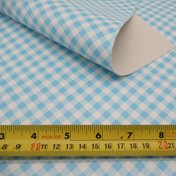 Gingham Plaid Printed Marine Vinyl Faux Leather