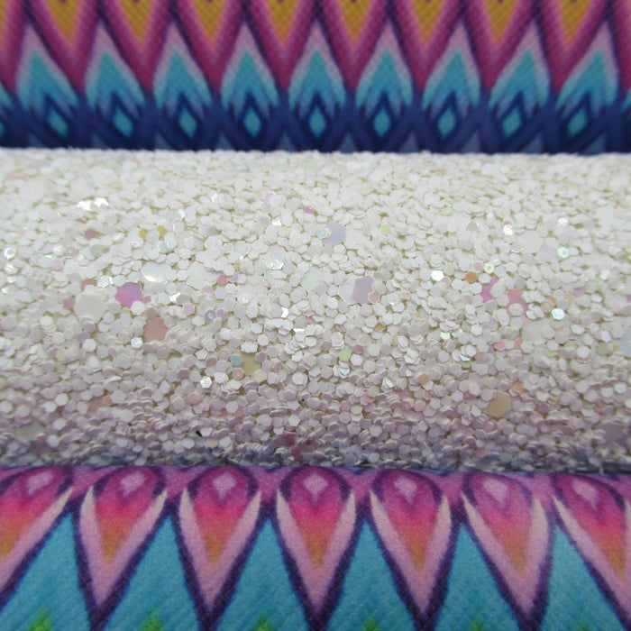 Ocean Wave White Glitter Faux Leather Sheet