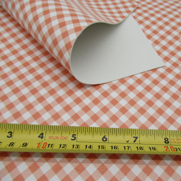 Gingham Plaid Printed Marine Vinyl Faux Leather