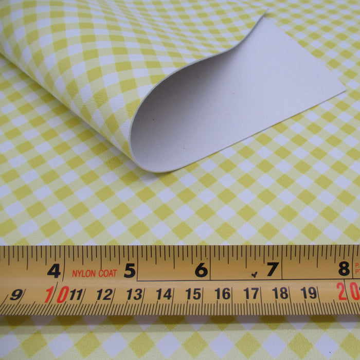 Gingham Plaid Printed Marine Vinyl Faux Leather