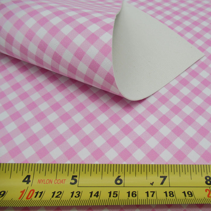 Gingham Plaid Printed Marine Vinyl Faux Leather
