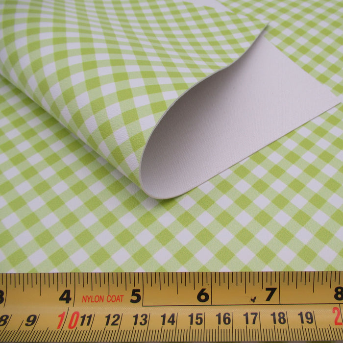 Gingham Plaid Printed Marine Vinyl Faux Leather
