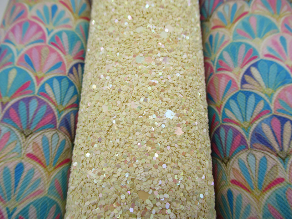 Sand Dollar Pale Yellow Glitter Faux Leather Sheet