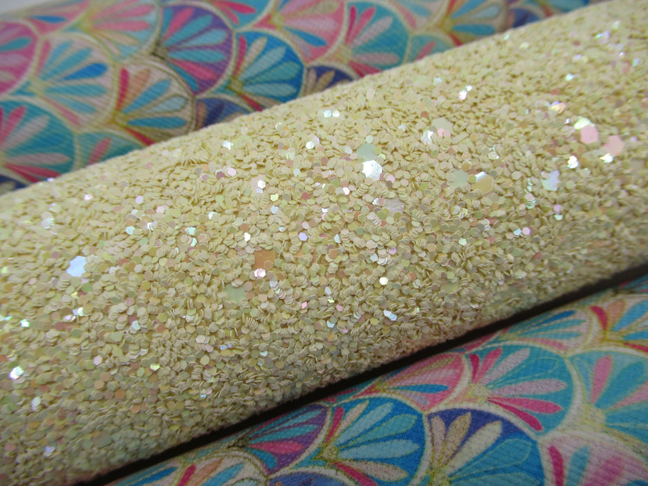 Sand Dollar Pale Yellow Glitter Faux Leather Sheet