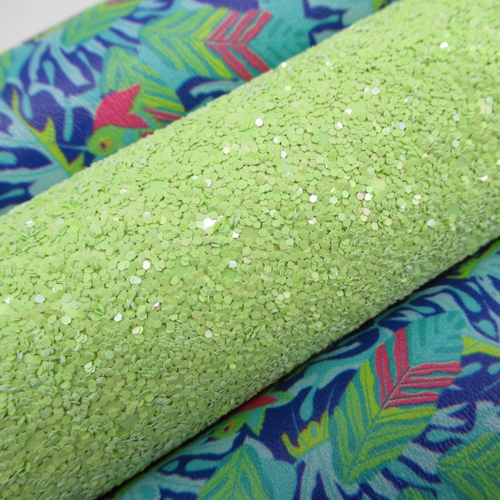 Pastel Sea Turtle Green Glitter Faux Leather Sheet