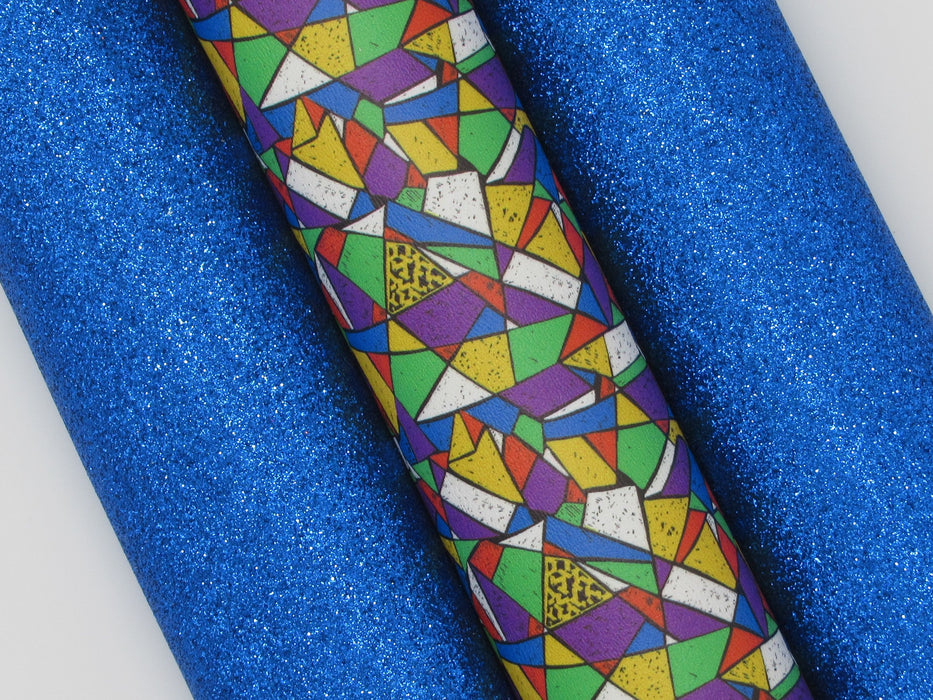 Blue Extra Fine Glitter Faux Leather Sheet