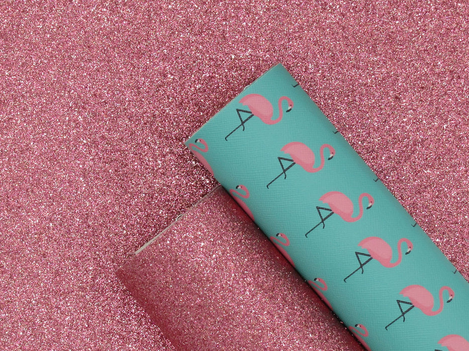 Flamingo Pink Extra Fine Glitter Faux Leather Sheet
